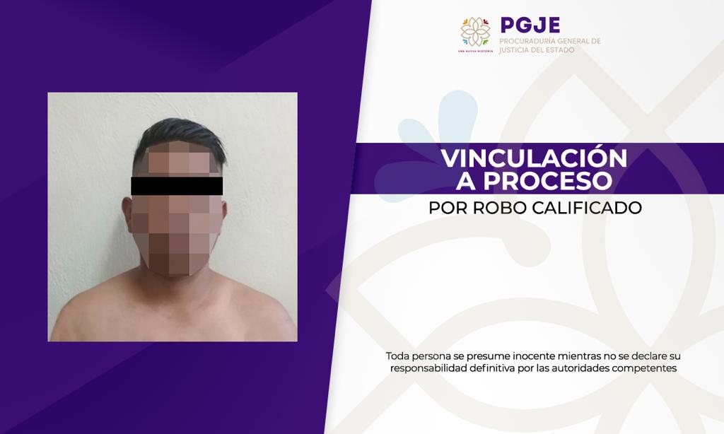 Vinculan a proceso a masculino por robo calificado: PGJE
